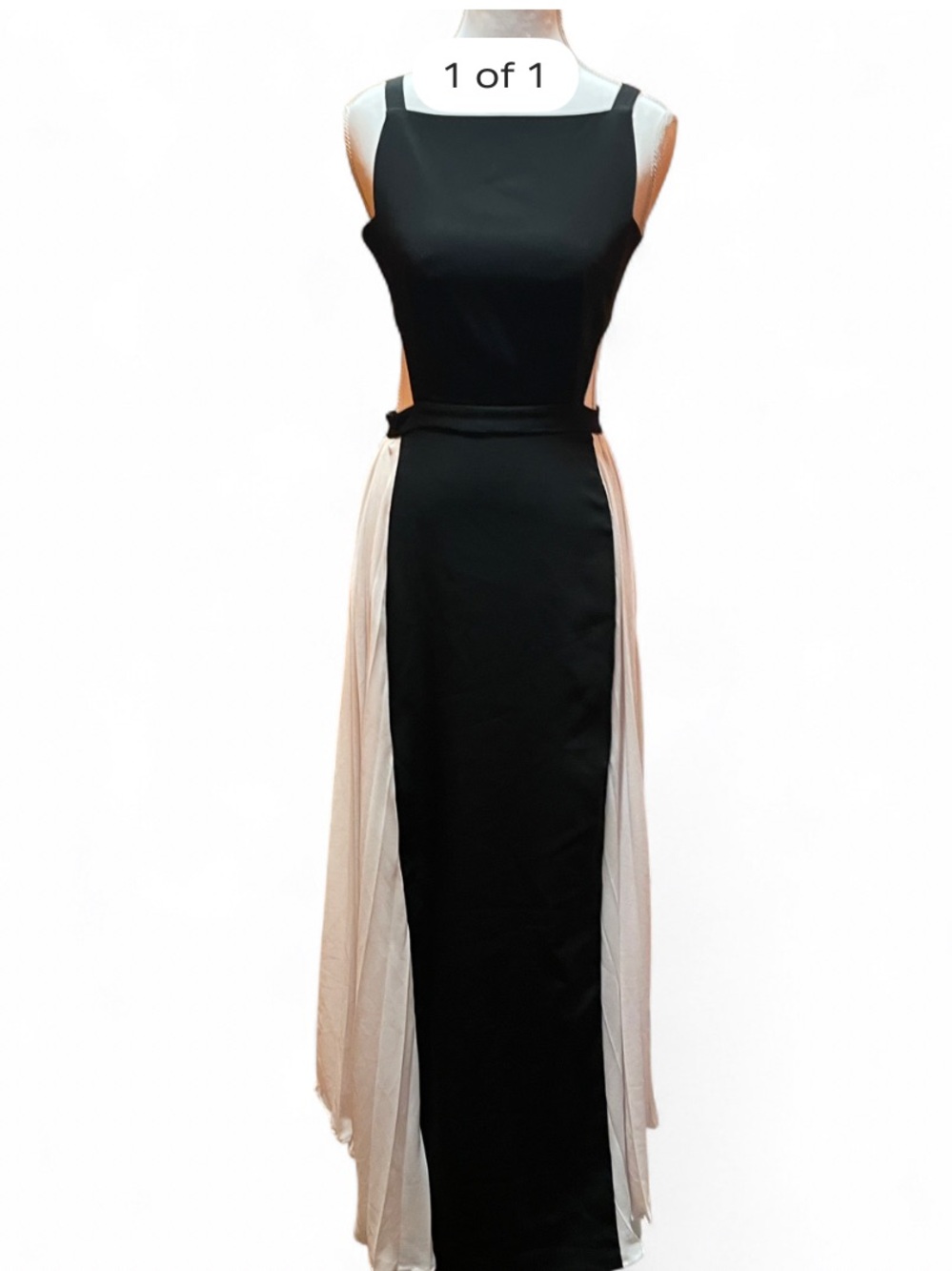 BCBGMaxAzria Brielle Maxi Dress Featuring Side Cutouts and Pleated Chiffon Panel - Picture 5 of 14